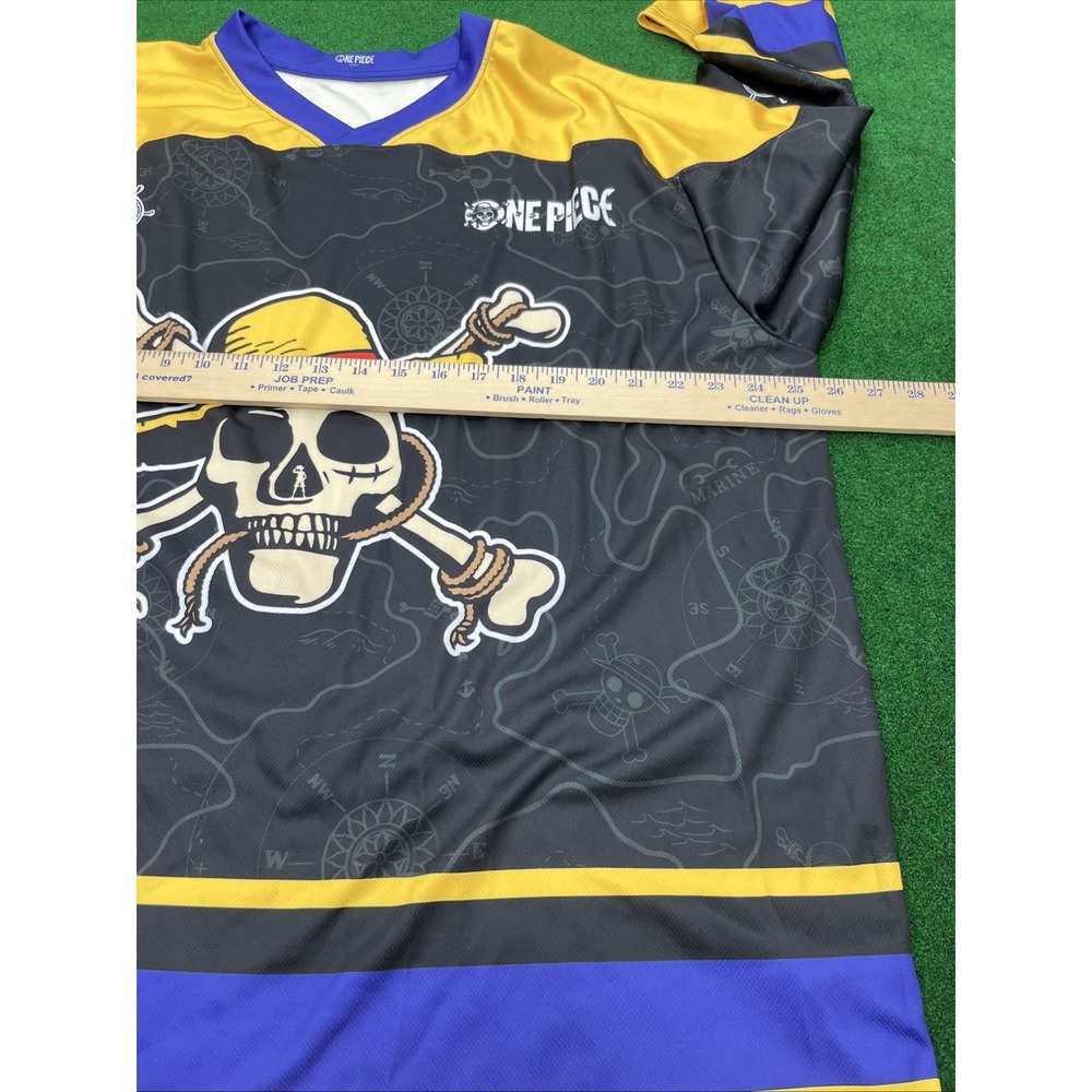 One Piece Straw Hat Pirates Hockey Jersey #1 Black Yellow Purple Mens XL - Picture 10 of 10